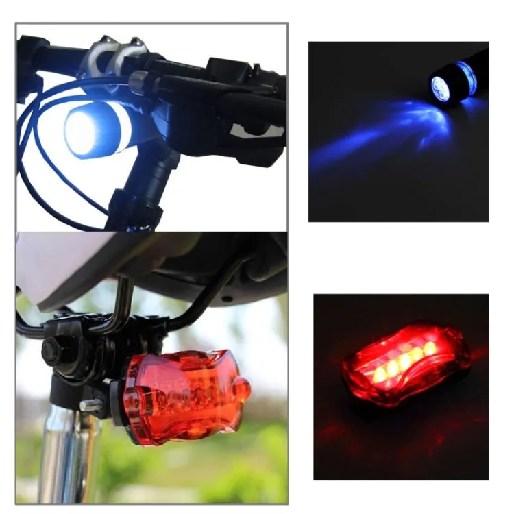 5 LED Water Resistant Bike Bicycle Head Light  Rear Safety Flashlight