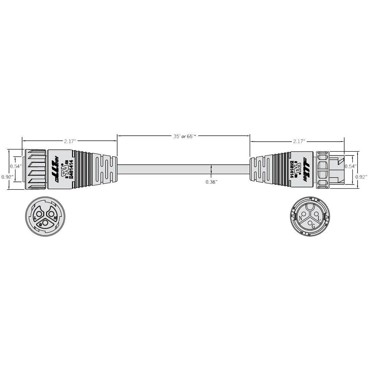 65 ft. Extension Cord For Keystone Sports Light Flood Fixtures