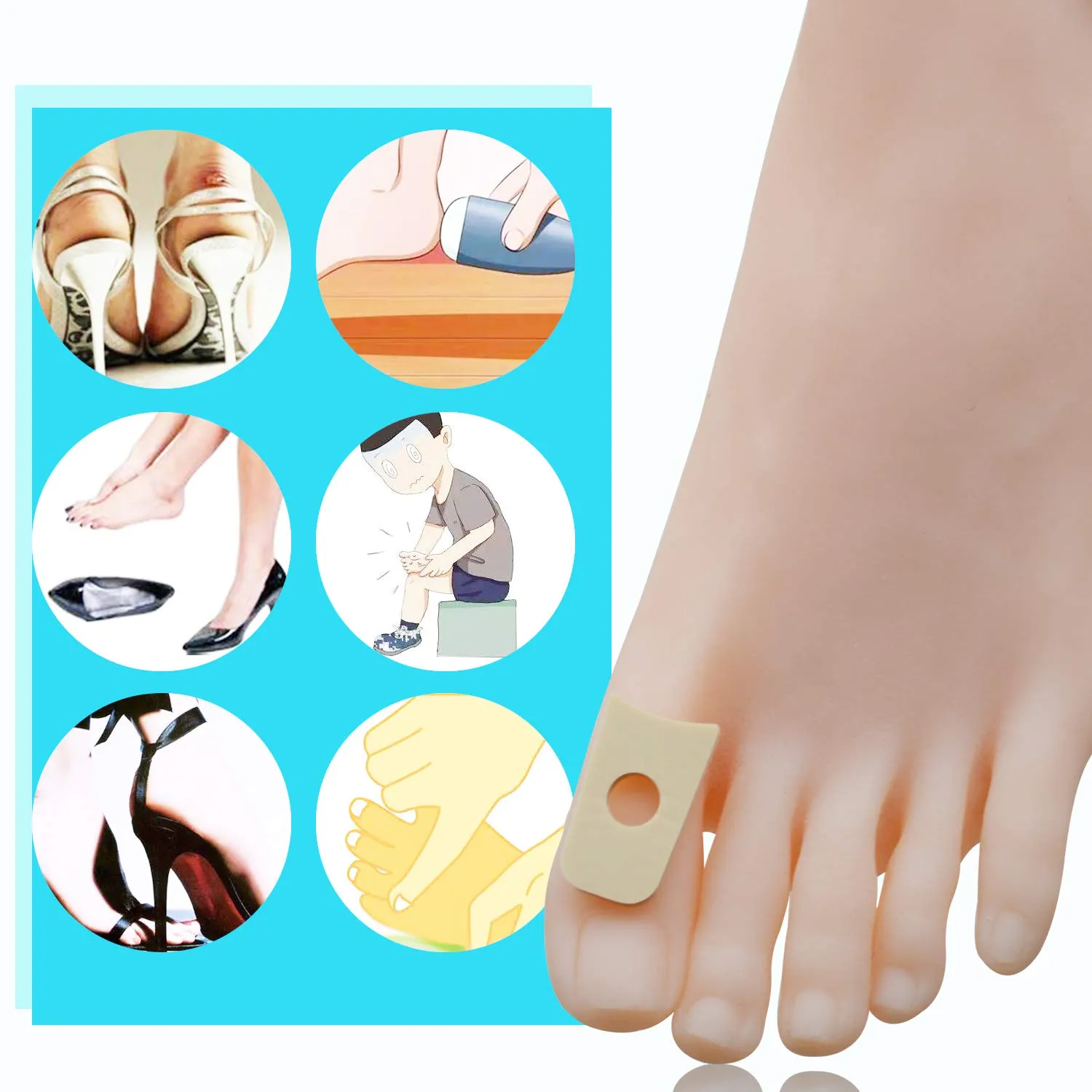 90 Pieces Callus Cushions Waterproof Corn Pads Toe Pads Soft Sticky Men and Women' s Toe Protectors for Feet, Toes, Heel (Beige, U Shape) Beige