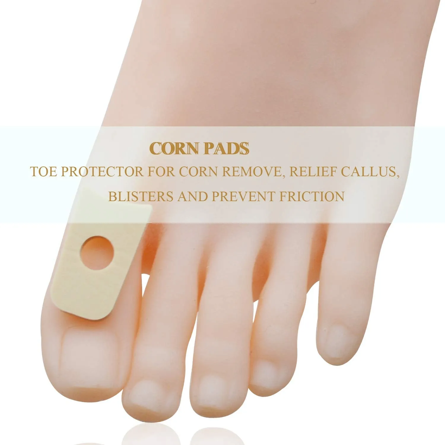 90 Pieces Callus Cushions Waterproof Corn Pads Toe Pads Soft Sticky Men and Women' s Toe Protectors for Feet, Toes, Heel (Beige, U Shape) Beige