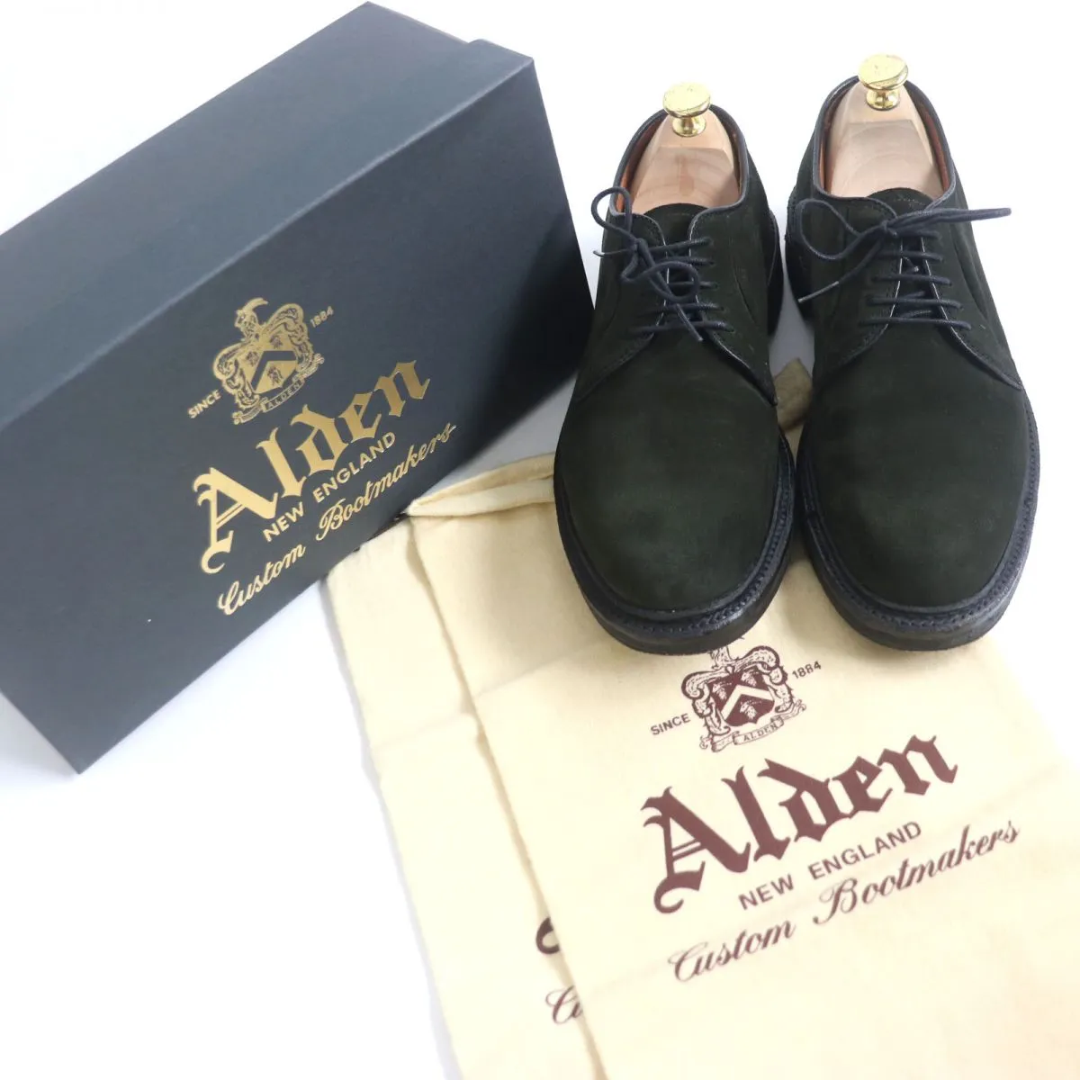 Alden N4406 Suede Leather Shoes Dark Green 7.5