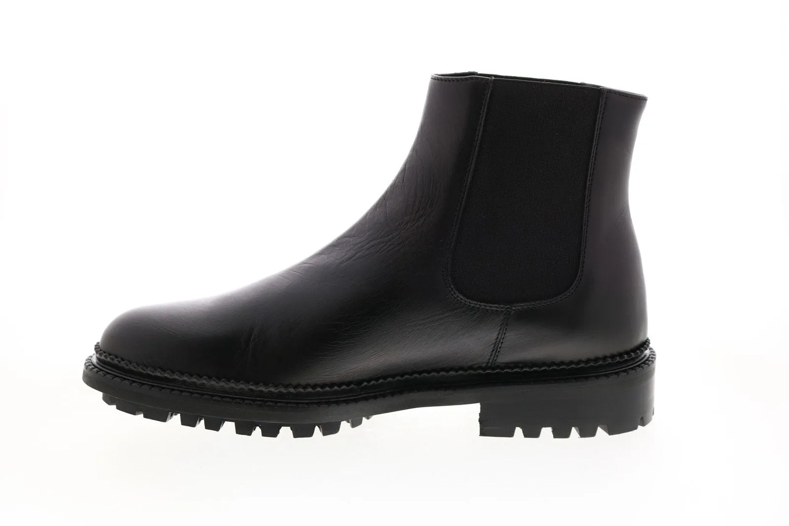 Aquatalia Octavio Calf Elastic 34M0930-BLK Mens Black Leather Chelsea Boots