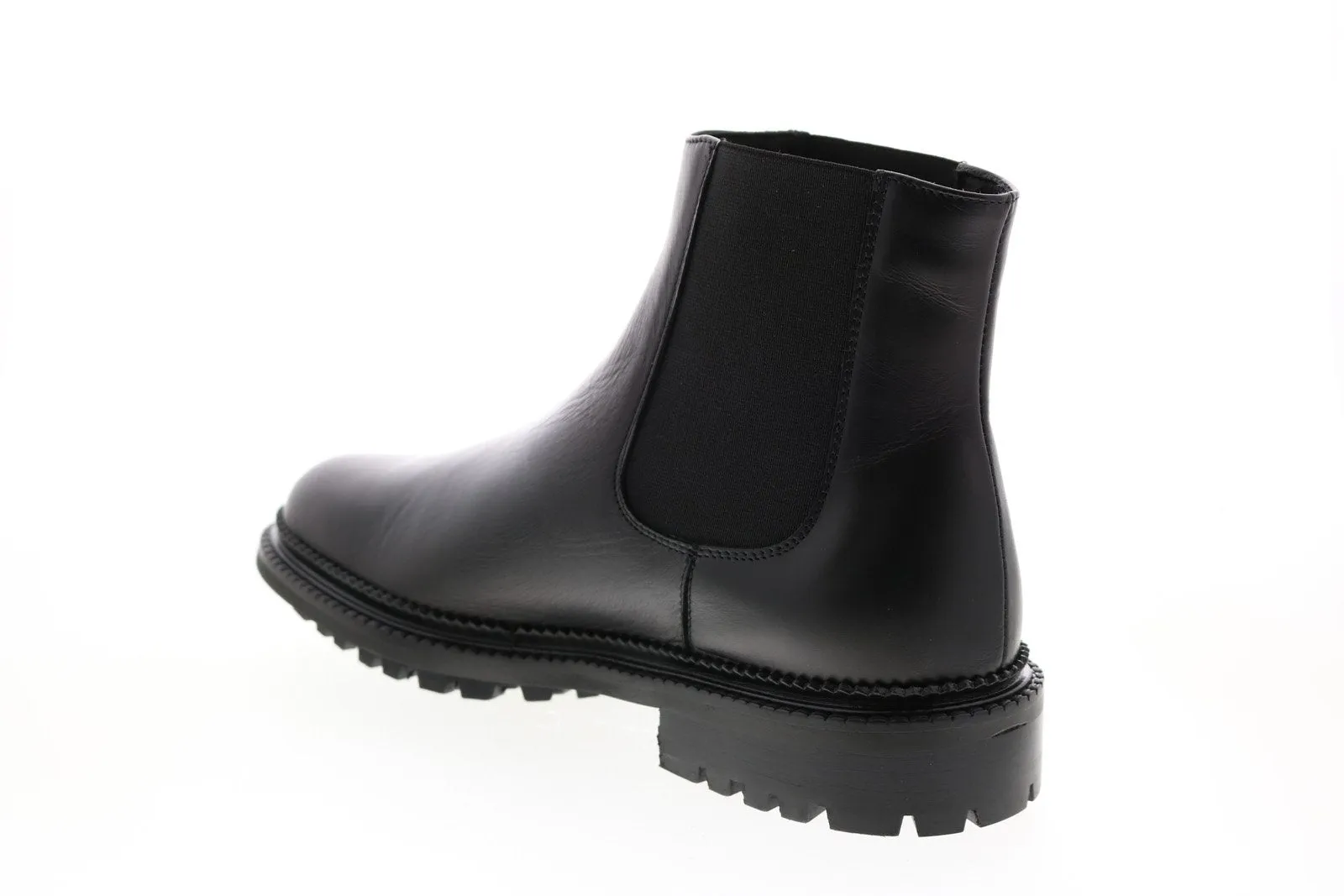 Aquatalia Octavio Calf Elastic 34M0930-BLK Mens Black Leather Chelsea Boots