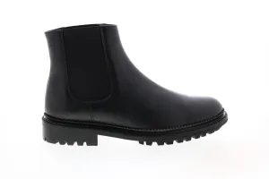 Aquatalia Octavio Calf Elastic 34M0930-BLK Mens Black Leather Chelsea Boots