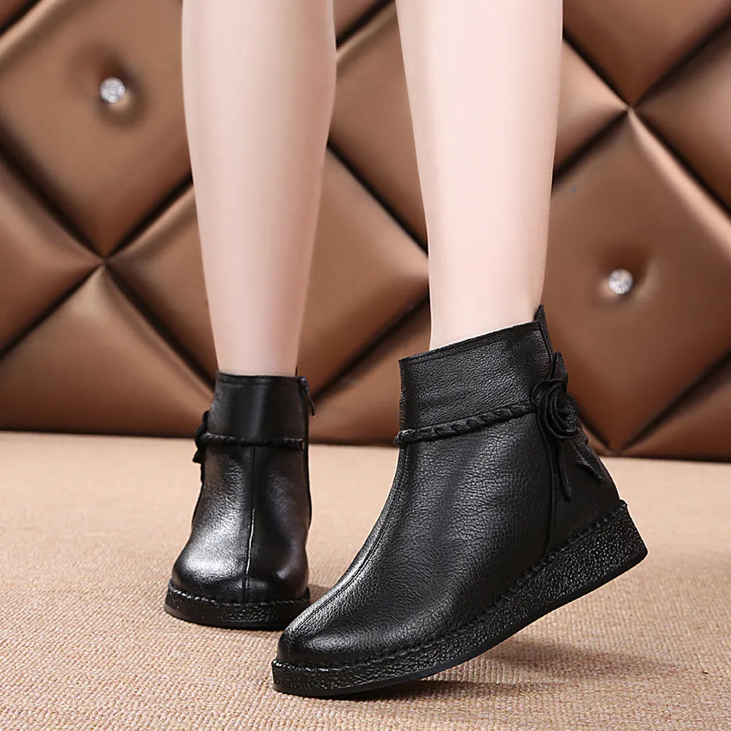 Autumn Winter Leather Retro Short Boots | Gift Shoes 36-41