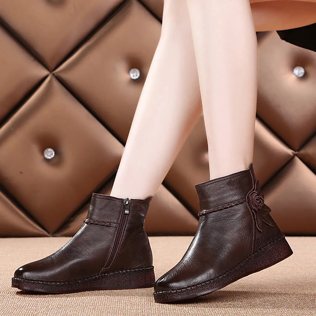 Autumn Winter Leather Retro Short Boots | Gift Shoes 36-41