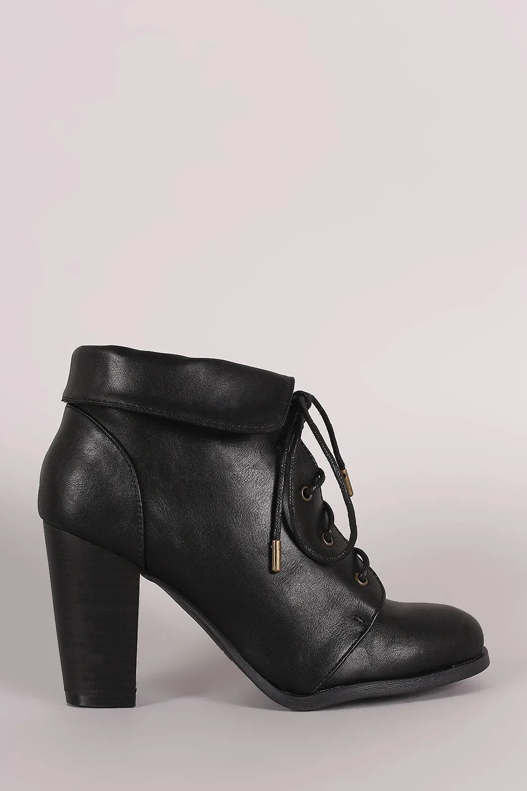 Bamboo Folded Cuff Chunky Heel Booties