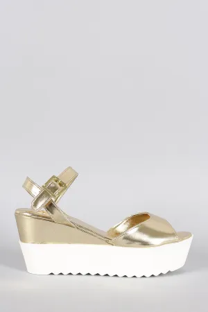 Bamboo Metallic Two Tone Wedge