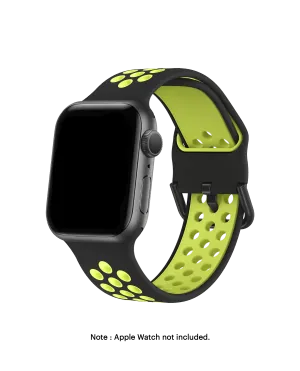 Black-Lime Sports Silicone Apple WatchBand (38/40/41mm)