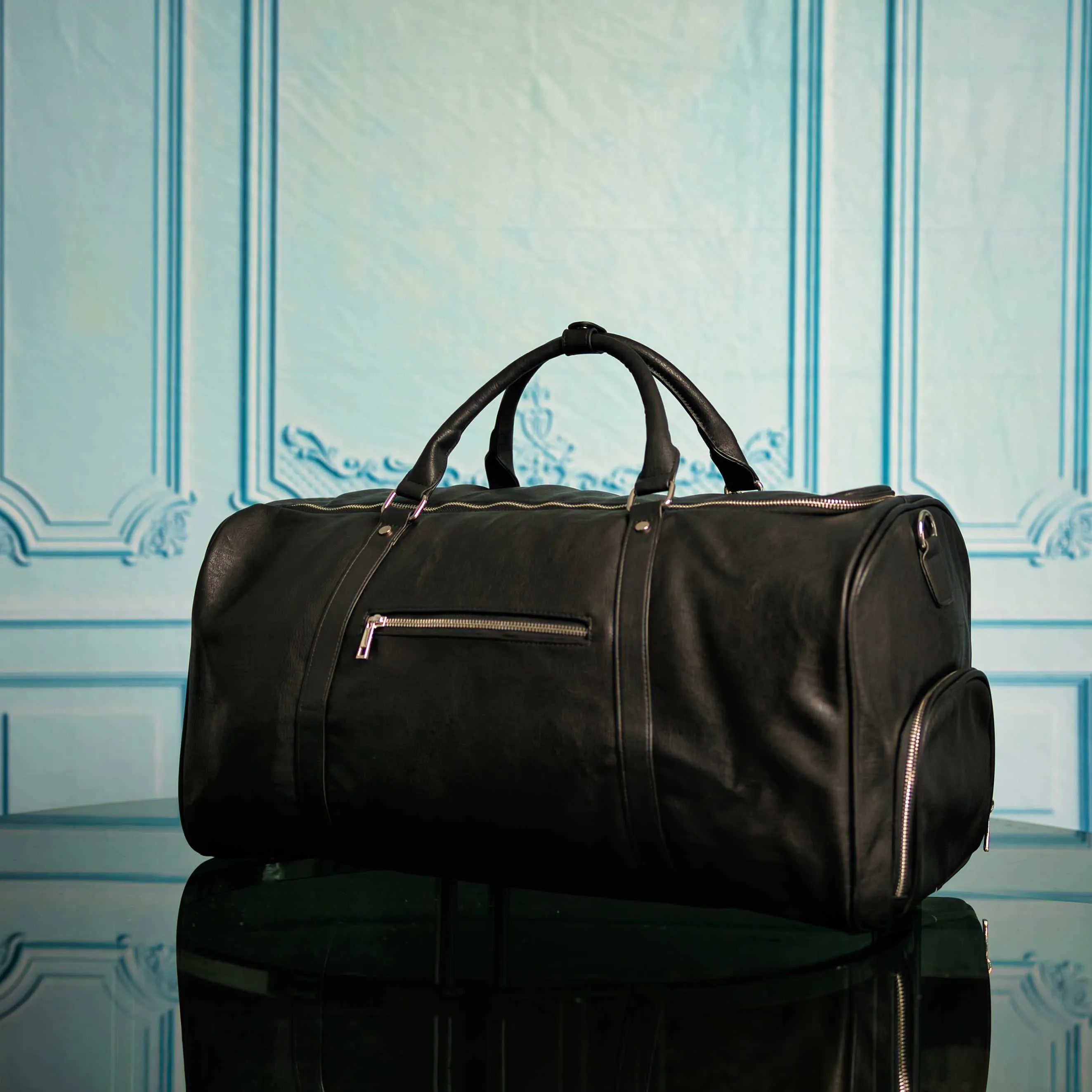 Black Tumbled Leather Signature Bag Set (Signature and Duffle Bag)