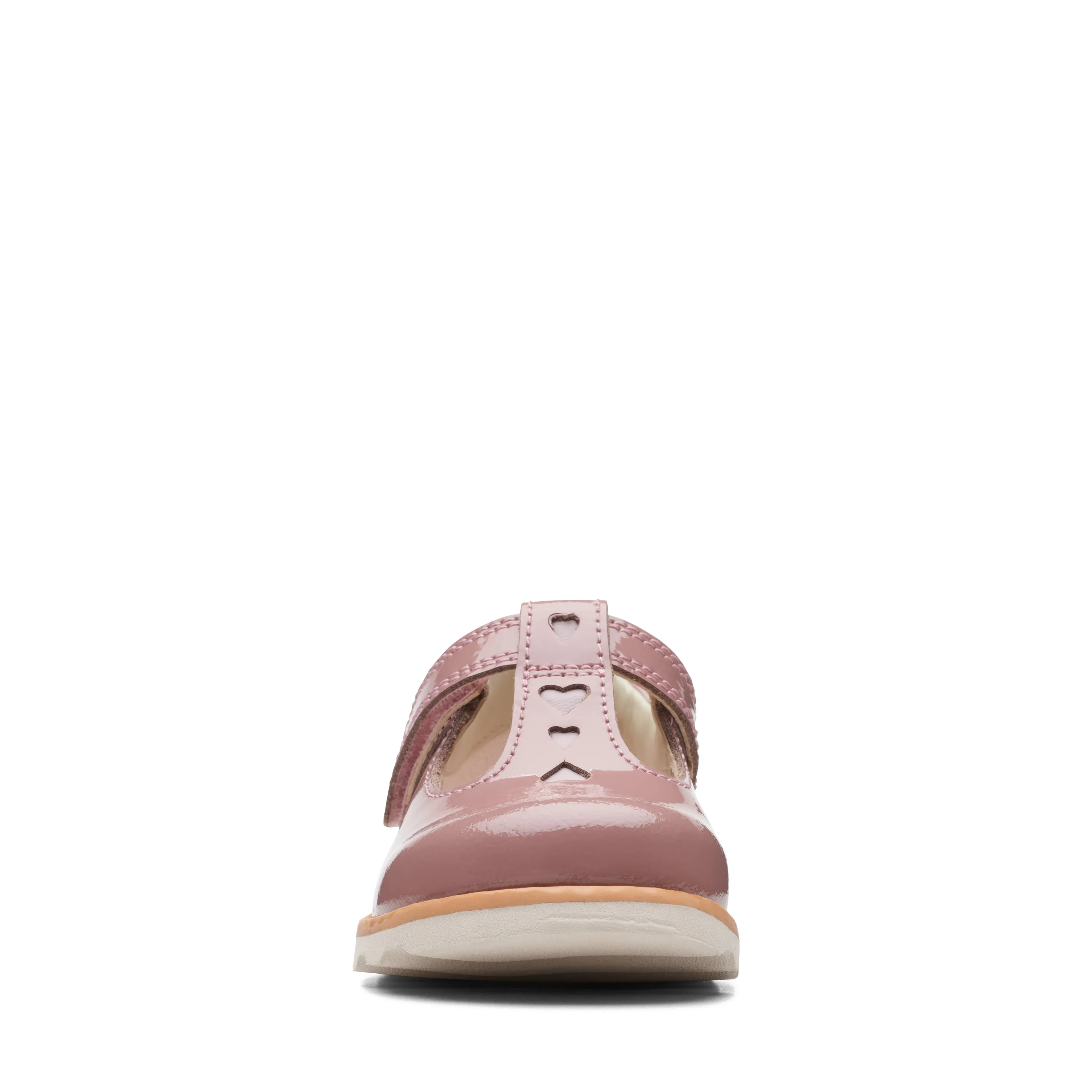 Clarks Crown Teen Girls Dusty Pink Patent T-Bar Shoe