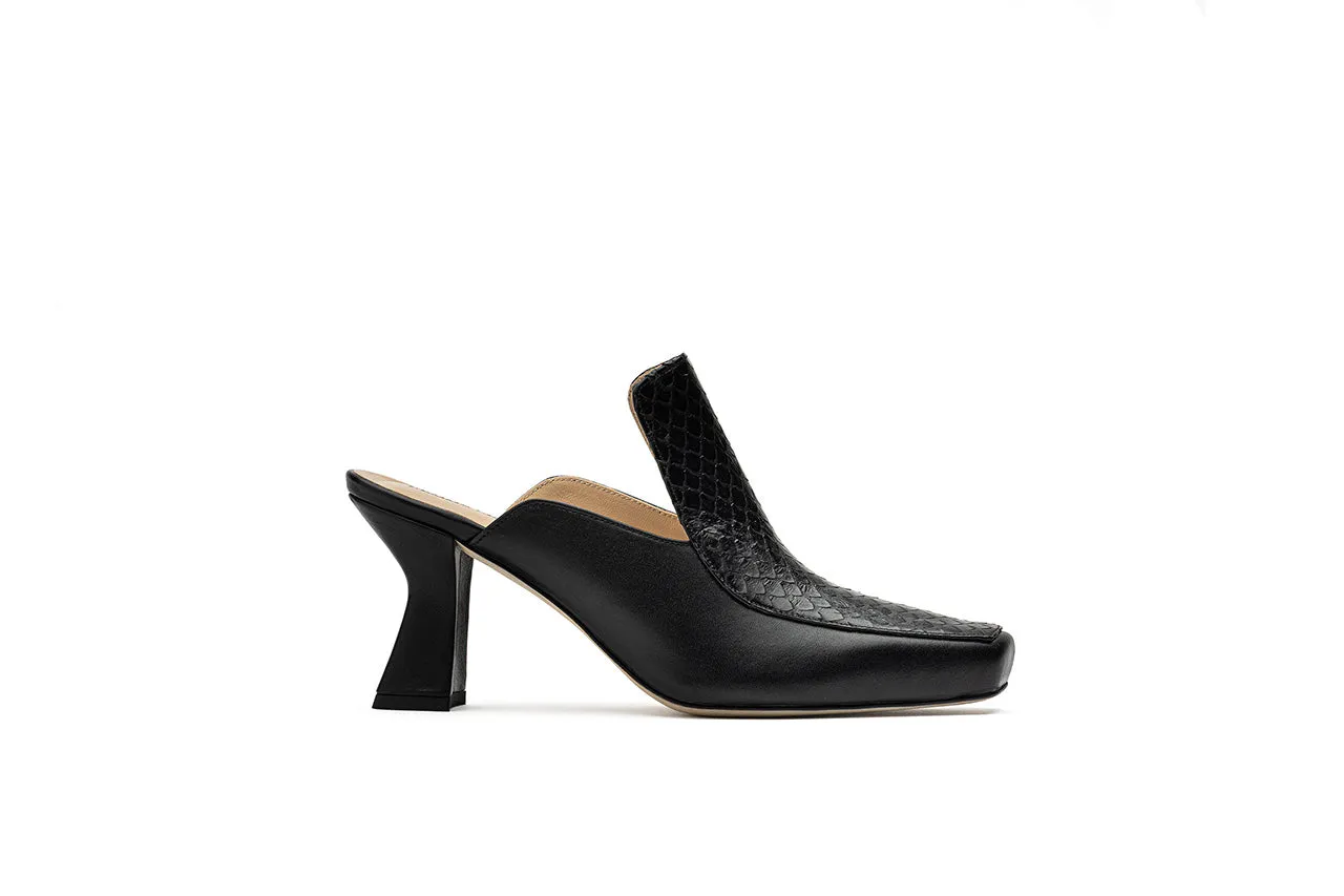 Claudia Black Mule Shoes For Women