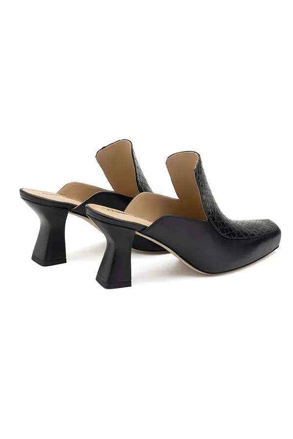 Claudia Black Mule Shoes For Women