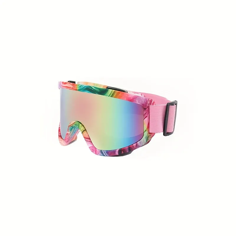 Colorful Largeframed Ski Goggles Doublelayer Antifog Windproof Sandproof