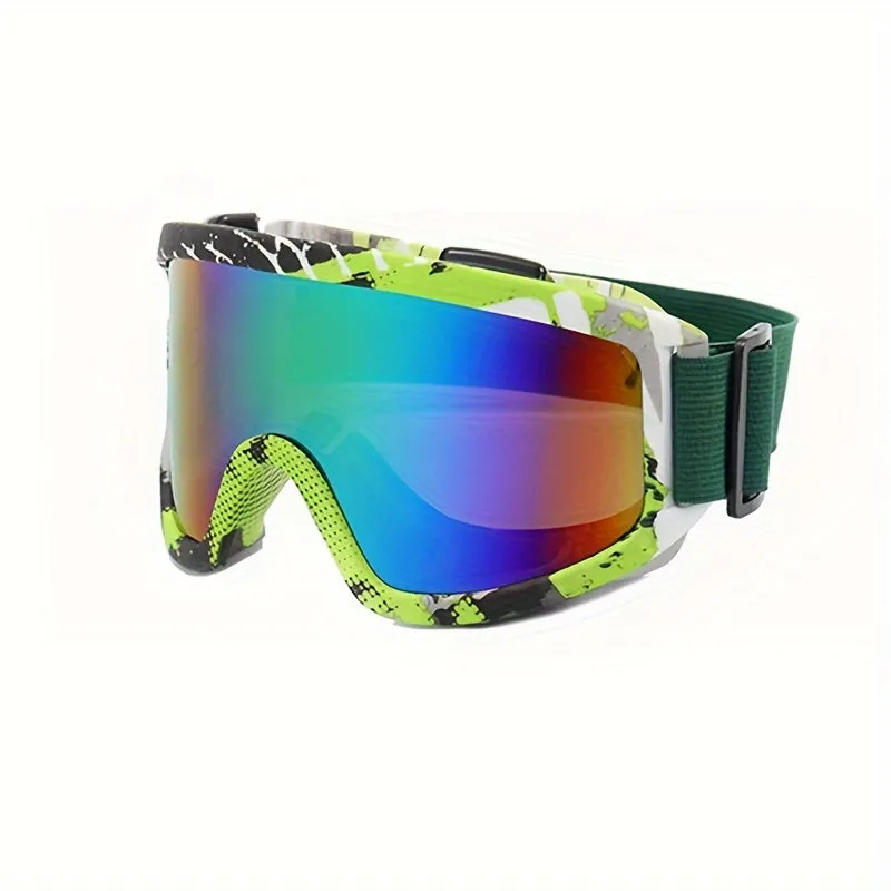 Colorful Largeframed Ski Goggles Doublelayer Antifog Windproof Sandproof