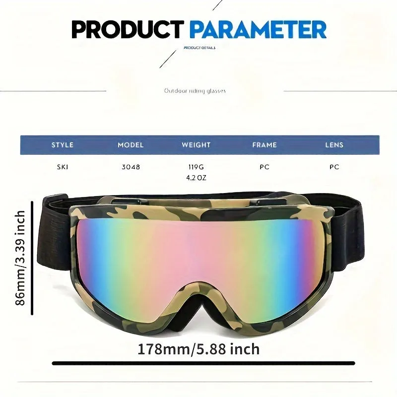 Colorful Largeframed Ski Goggles Doublelayer Antifog Windproof Sandproof