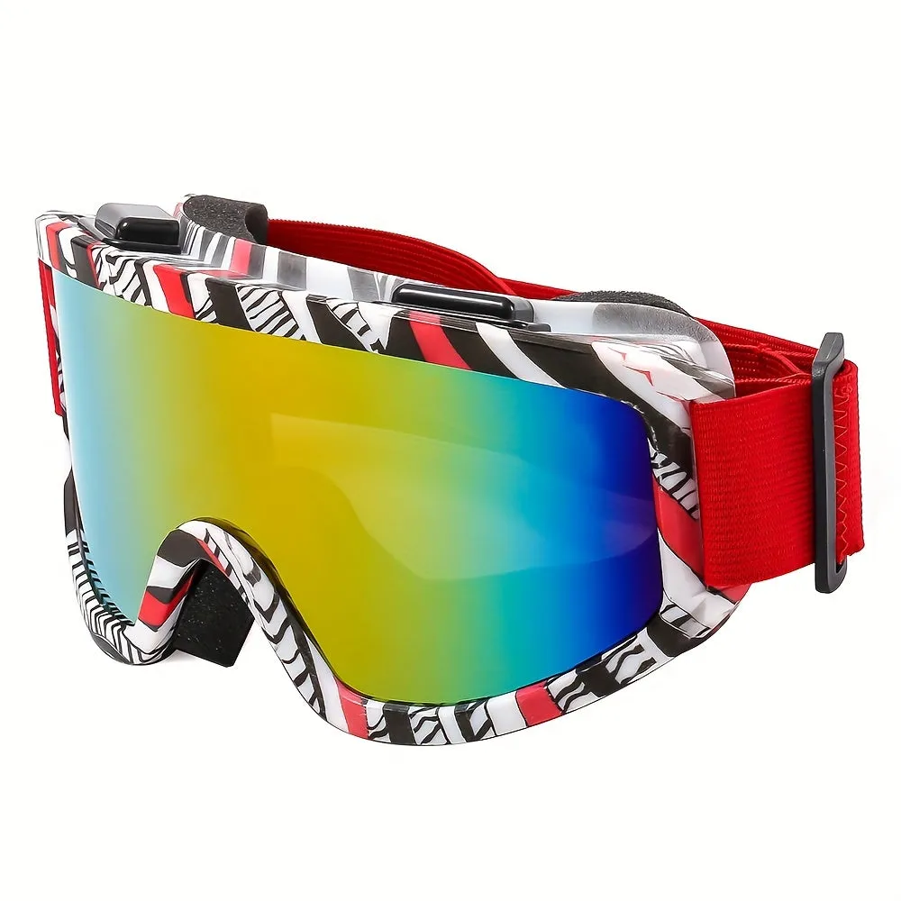 Colorful Largeframed Ski Goggles Doublelayer Antifog Windproof Sandproof