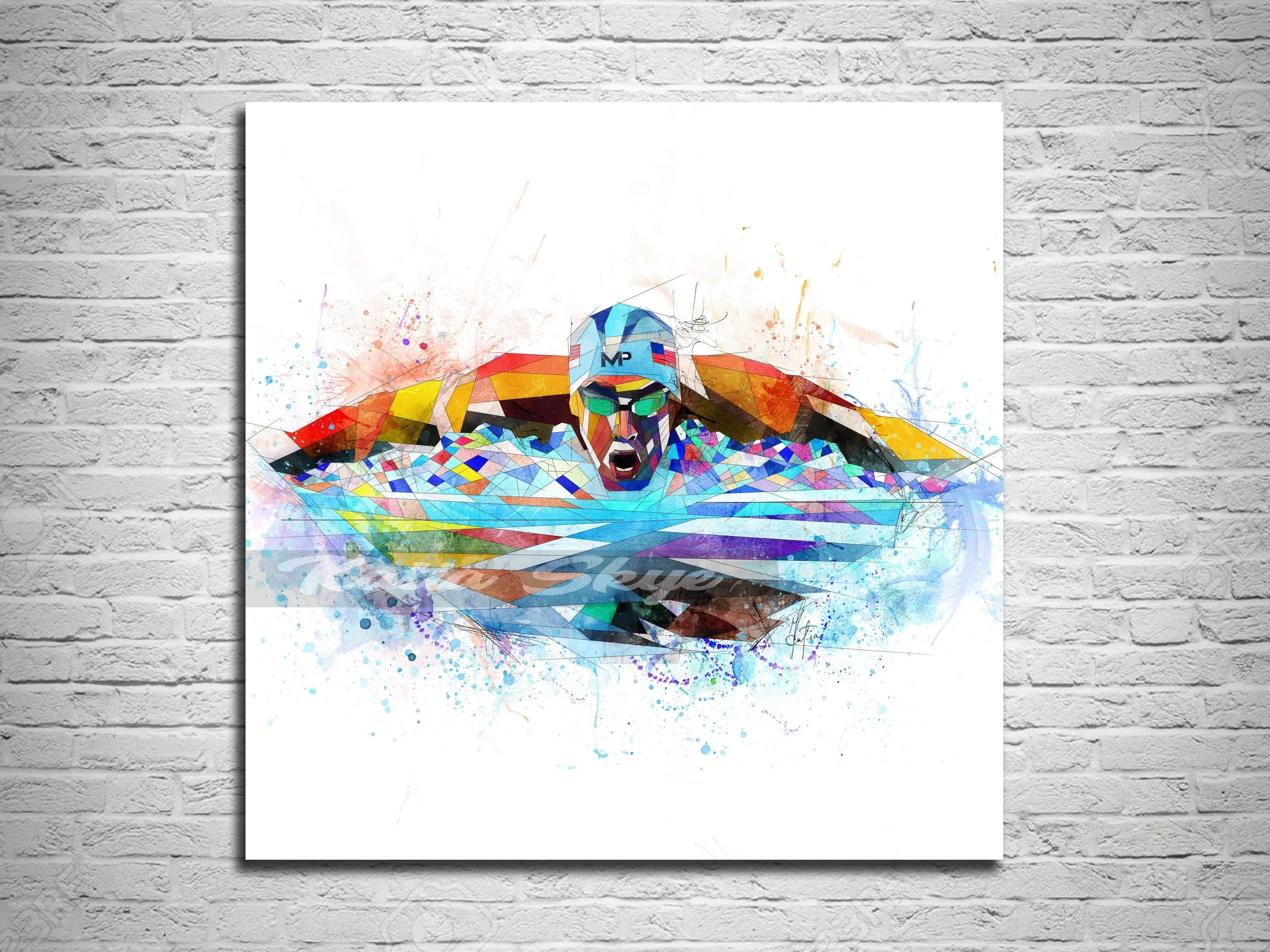 Contemporary Canvas Wall Art Inspired by Michael Phelps Olympics Swimming // SWM-MP01