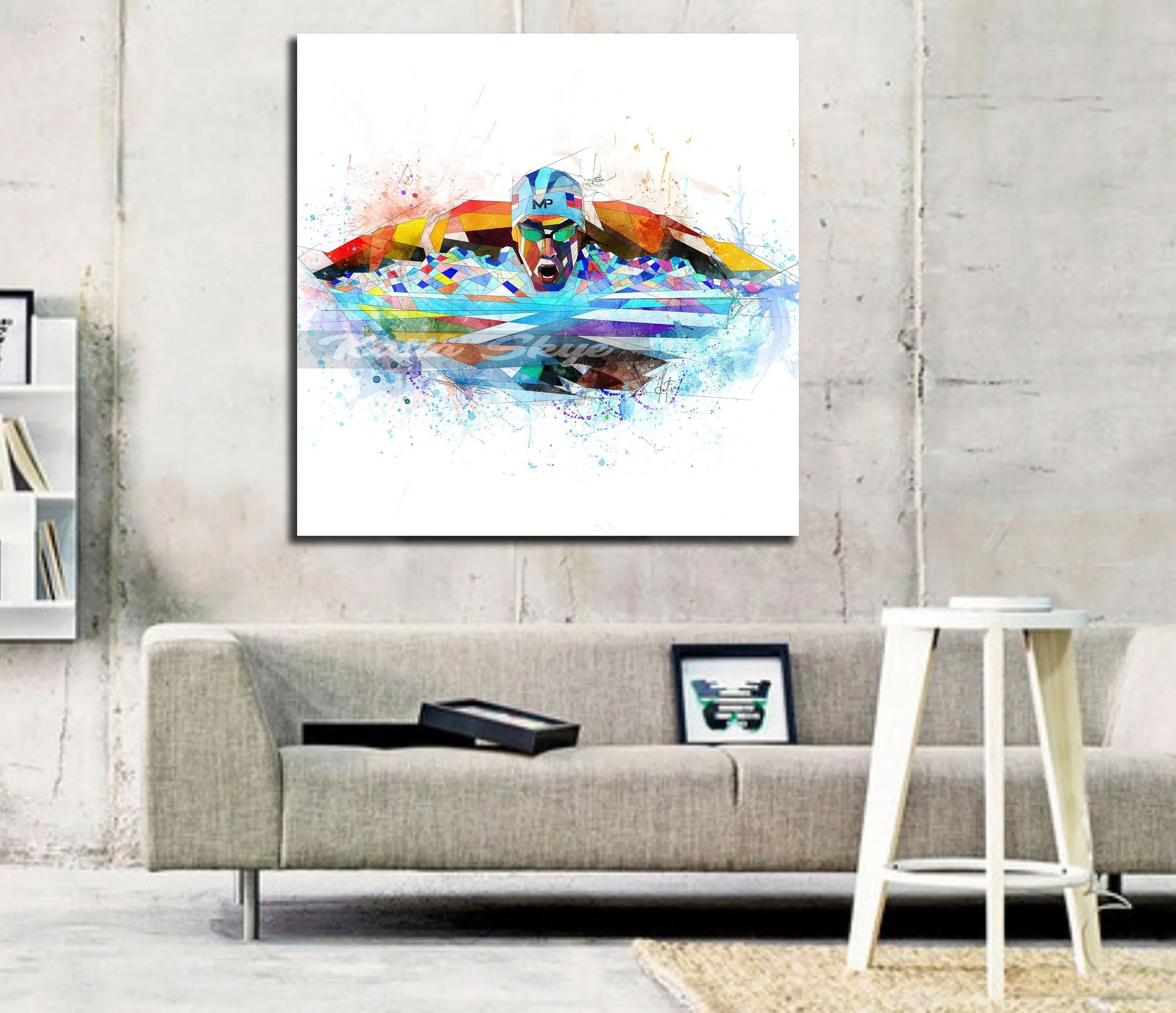 Contemporary Canvas Wall Art Inspired by Michael Phelps Olympics Swimming // SWM-MP01