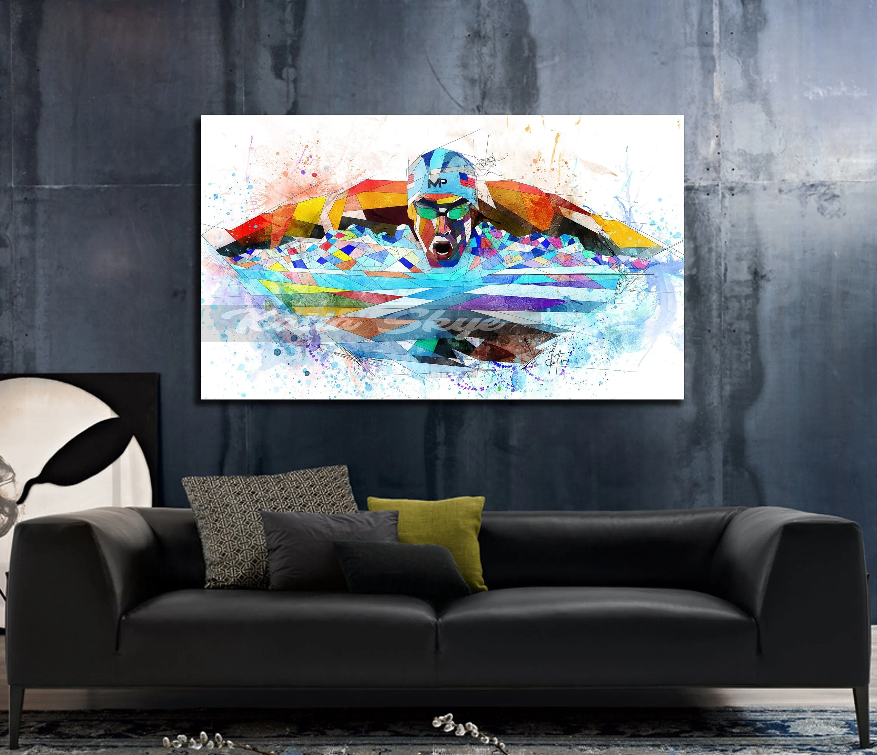 Contemporary Canvas Wall Art Inspired by Michael Phelps Olympics Swimming // SWM-MP01