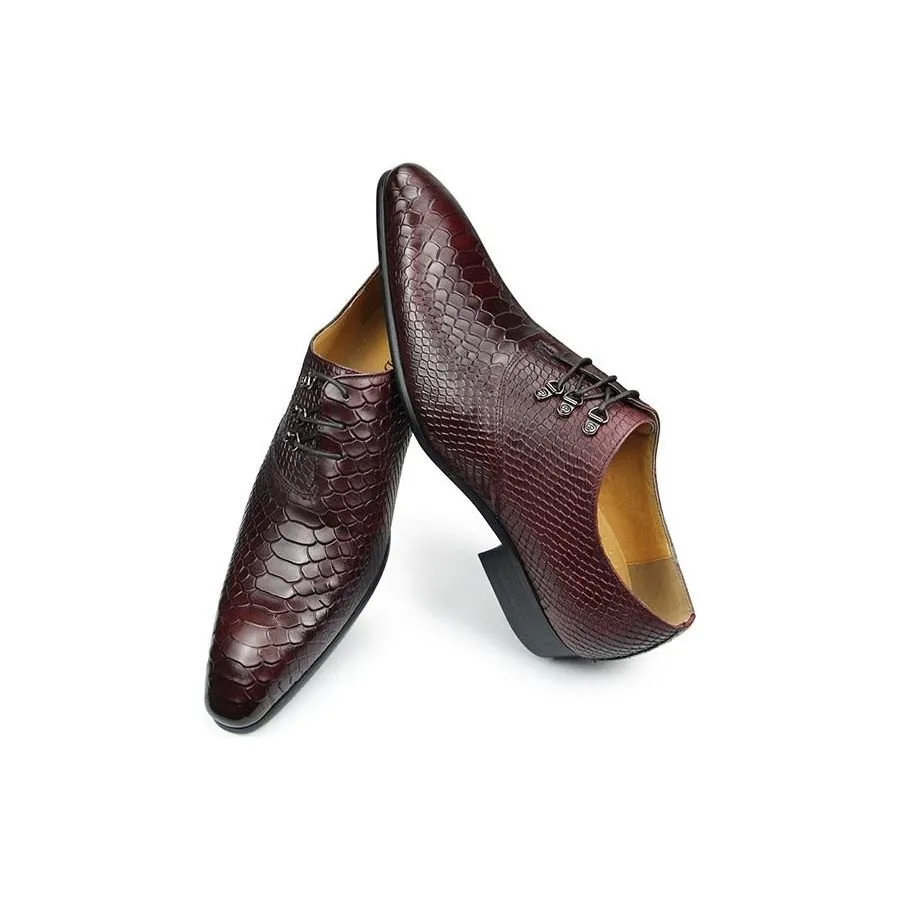 CrocoChic Leather Pointed Toe Oxford Dress Shoes