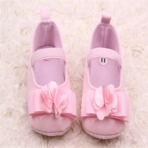 Cute Baby Girls Infant Crib Shoes Bowknot Lace Flower Soft Sole Prewalker Toddler Shoes