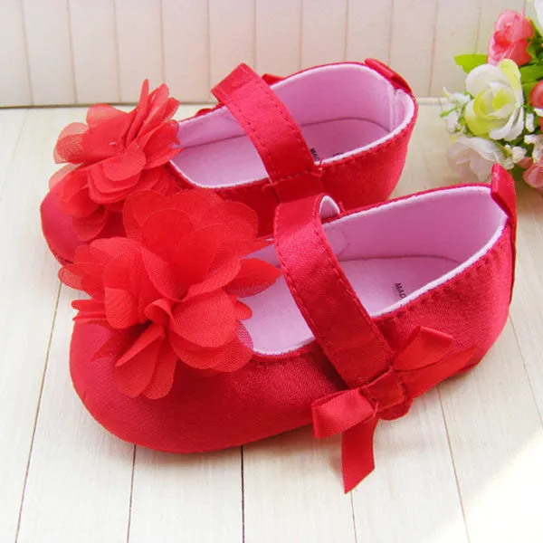 Cute Baby Girls Infant Crib Shoes Bowknot Lace Flower Soft Sole Prewalker Toddler Shoes