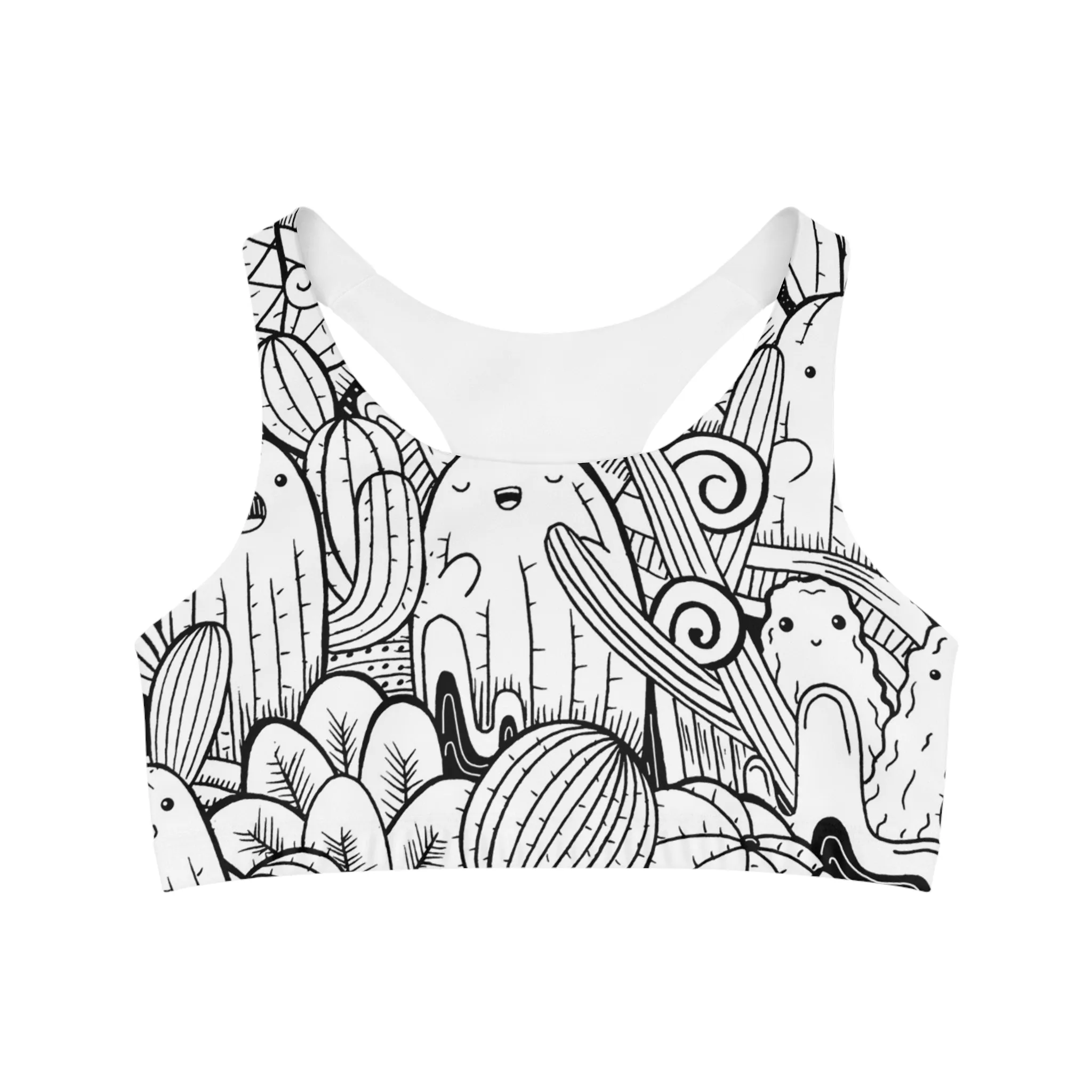 Doodle Cactus - Inovax Seamless Sports Bra