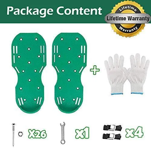 Dripex Lawn Aerator Spike Shoes -with 26 Spikes and 4 Adjustable Straps Heavy Duty Lawn Aerator Sandal Includes Garden Work Gloves for Aerating Your Lawn or Yard