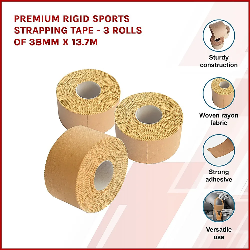 Durable Rayon Sports Strapping Tape 50mm x 13.7m - 3 Rolls