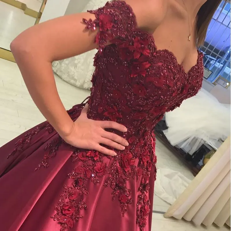 Elegant V-neck Off The Shoulder Lace Beaded Prom Dresses Floor Length Evening Gowns