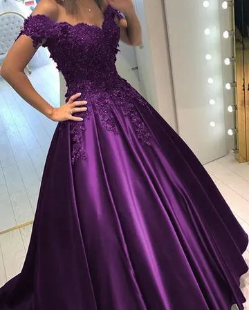 Elegant V-neck Off The Shoulder Lace Beaded Prom Dresses Floor Length Evening Gowns