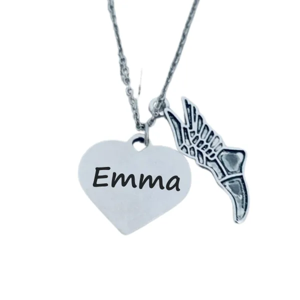 Engraved Track and Field Heart Necklace