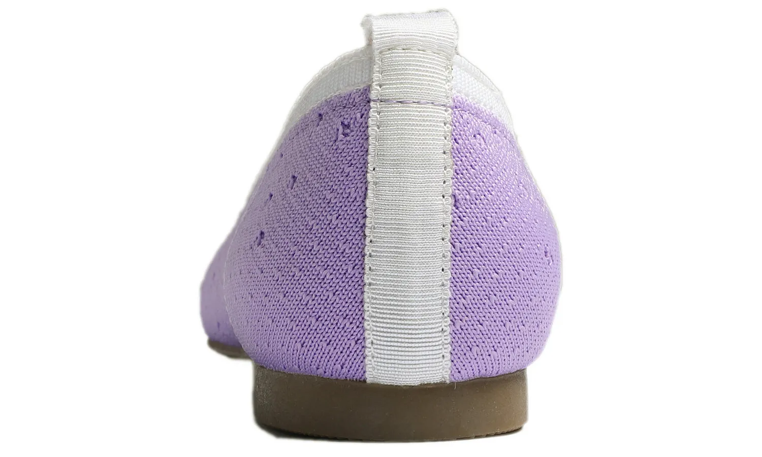 Feversole Women's Woven Fashion Breathable Knit Flat Shoes Pointed Lavender White Stripe