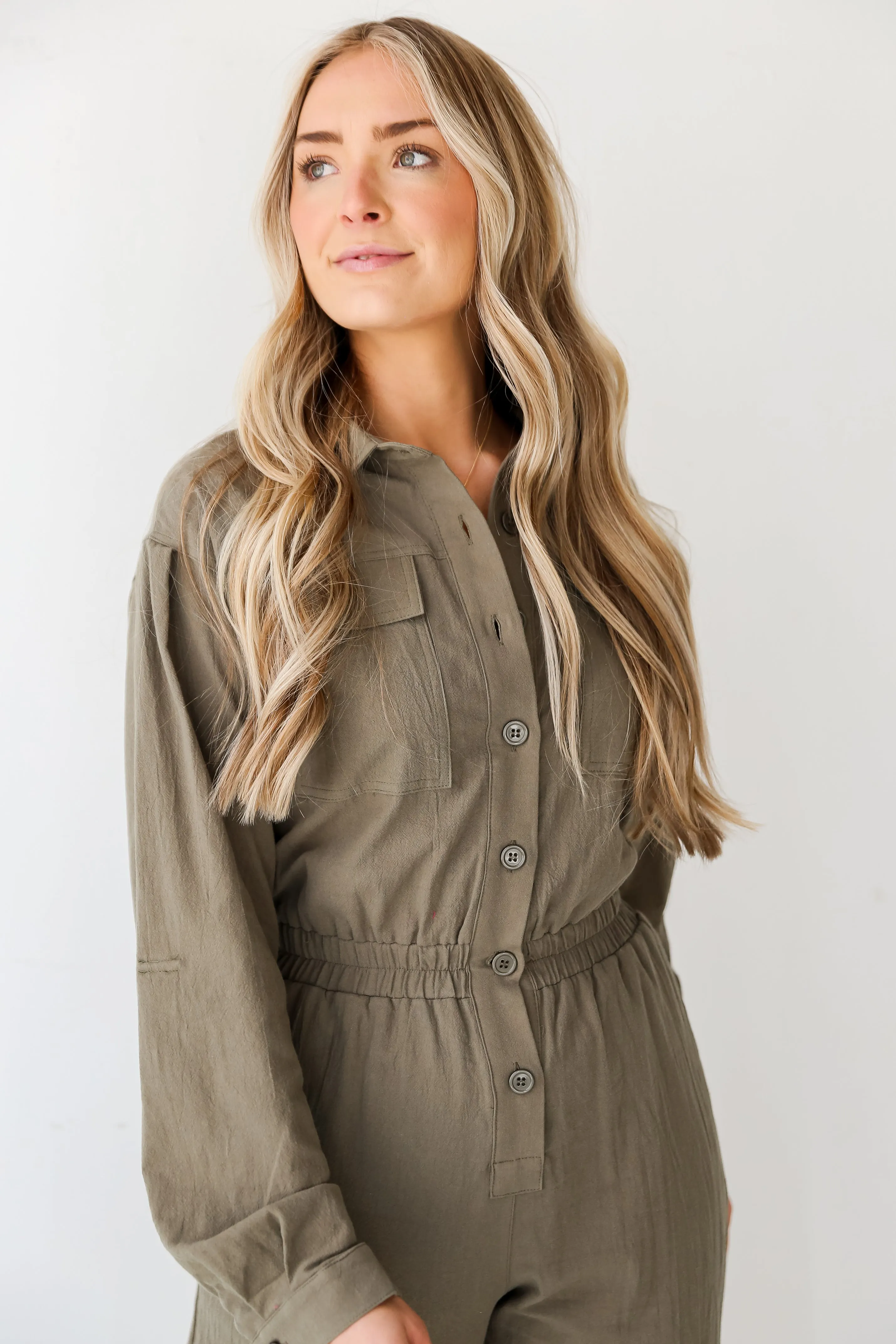 FINAL SALE - Striking Attitude Olive Jumpsuit