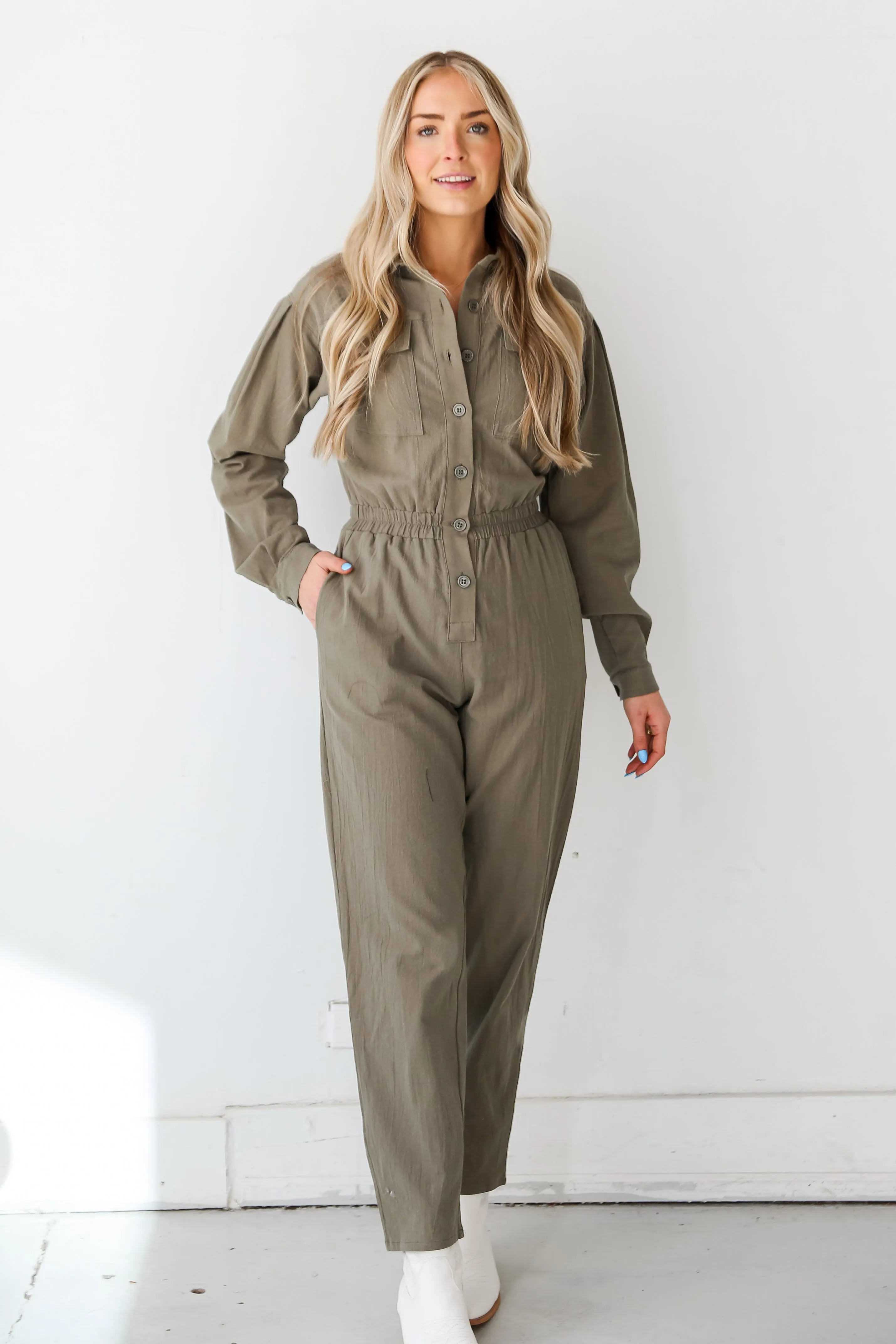 FINAL SALE - Striking Attitude Olive Jumpsuit