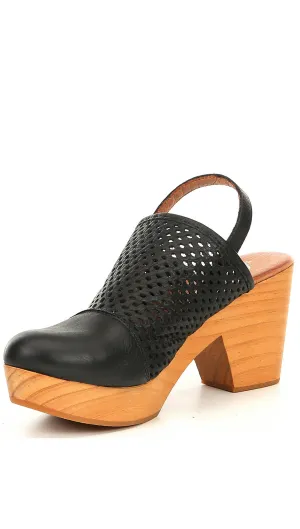 Free People Logan Black Leather Clogs