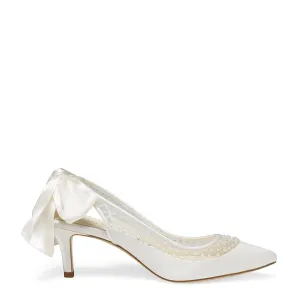 Georgia - Pearl Slingback Bow Kitten Heel