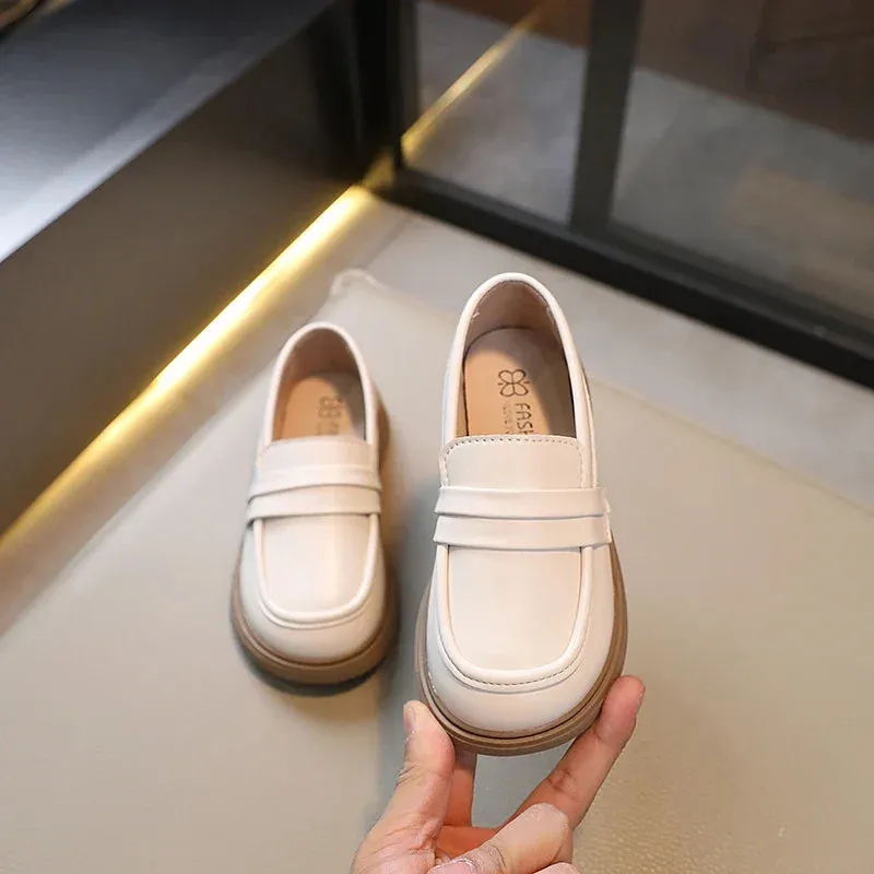 Girls Loafers Round-toe Children Fashion Princess Leather Shoes for Party Wedding Boys Kids Uniform School Shoes Soft All Match