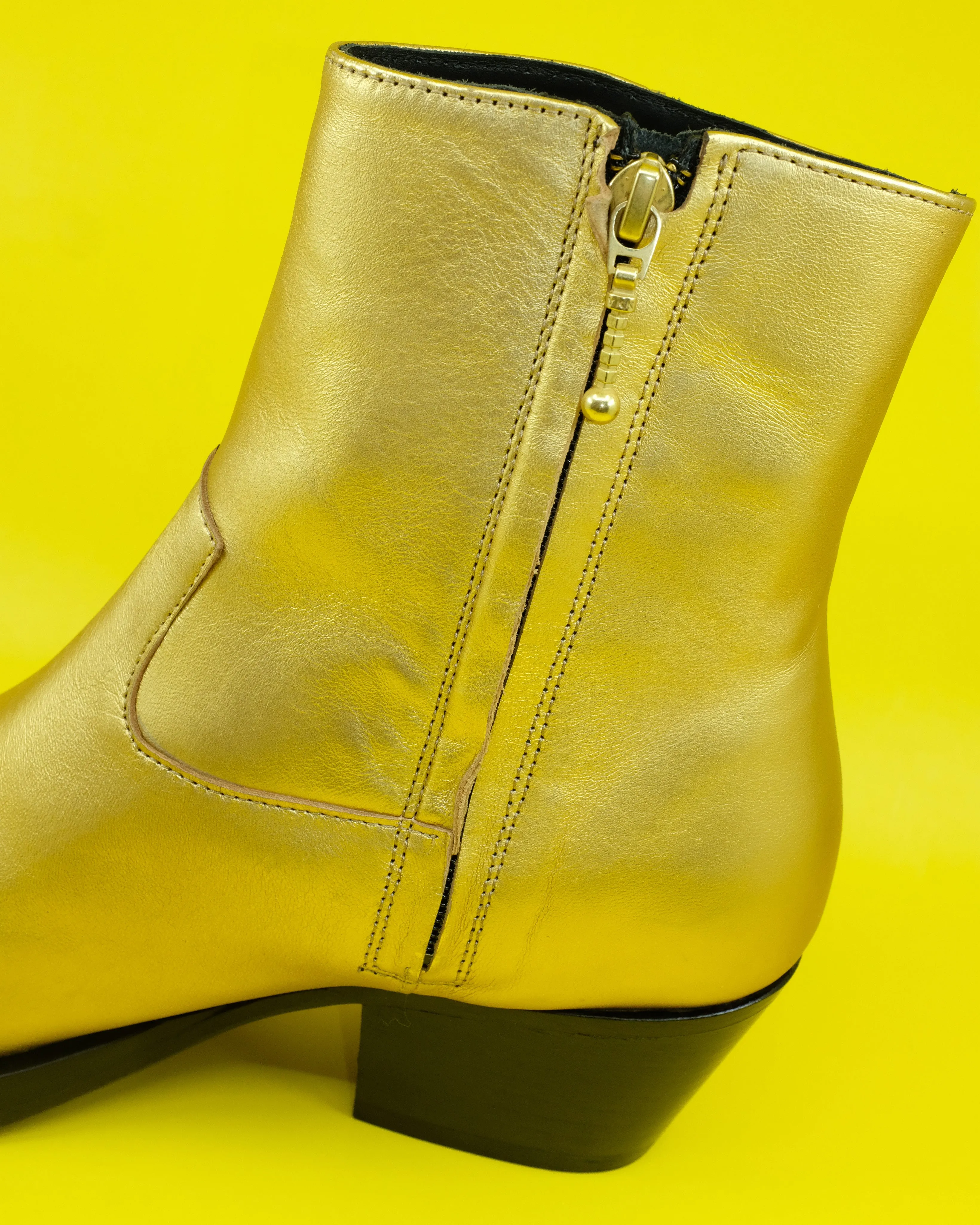 Gold Calf Leather Western Boots