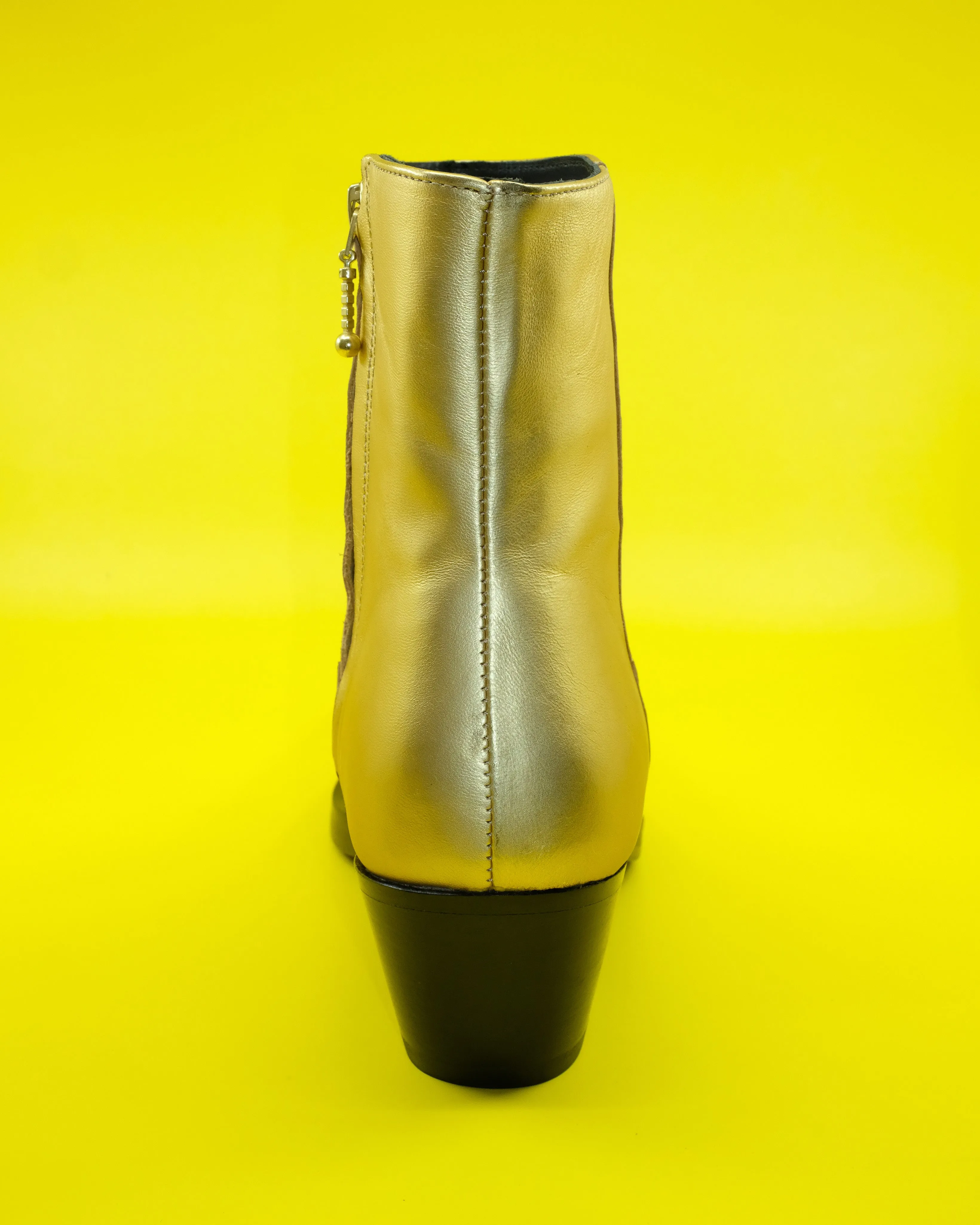 Gold Calf Leather Western Boots