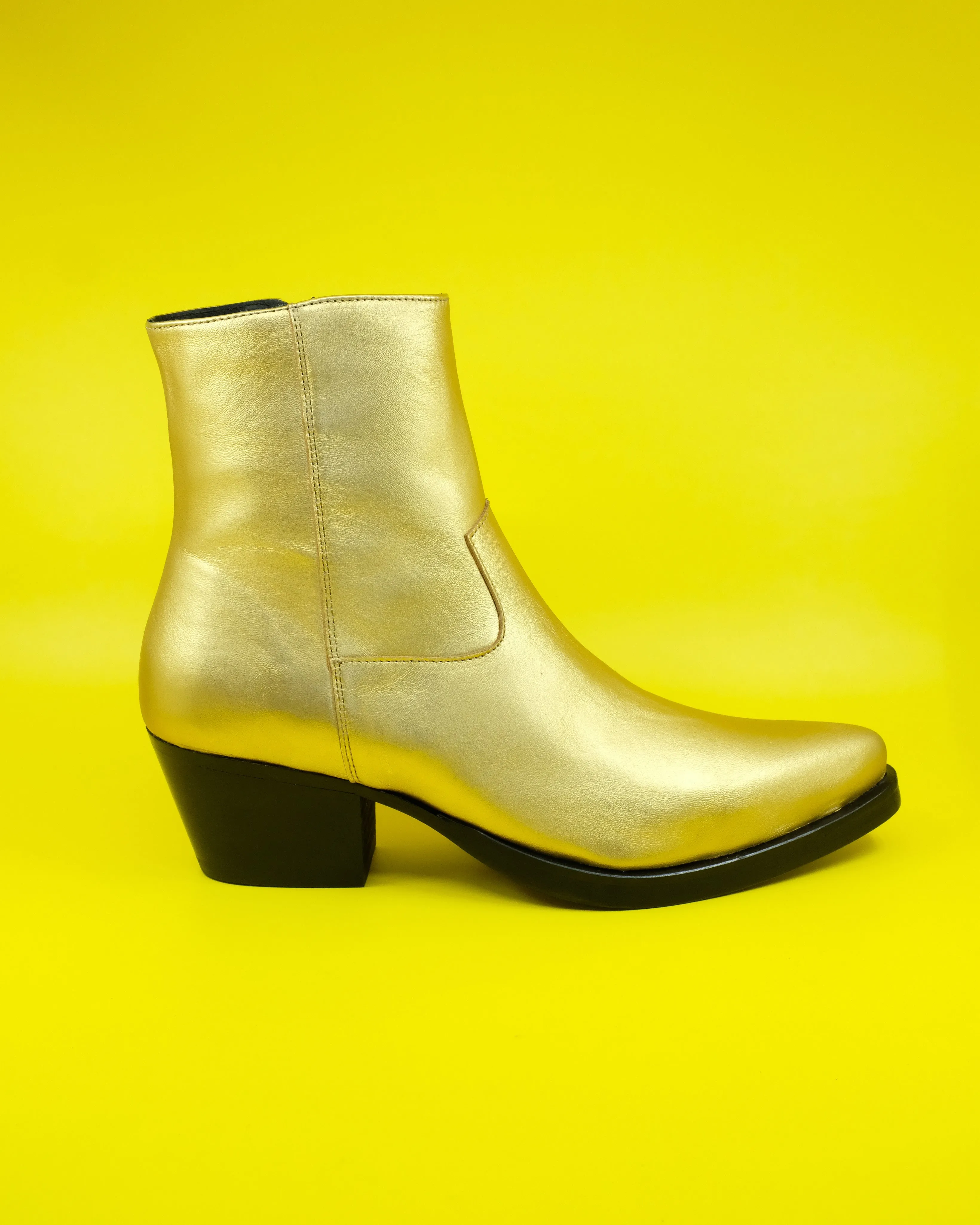 Gold Calf Leather Western Boots