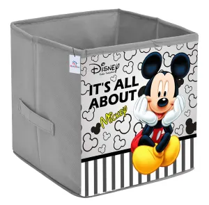 Heart Home Disney Mickey Print Non Woven 2 Pieces Fabric Foldable Storage Cube For Toy,Books,Shoes Storage Box With Handle,Extra Large (Grey)-HHEART16130