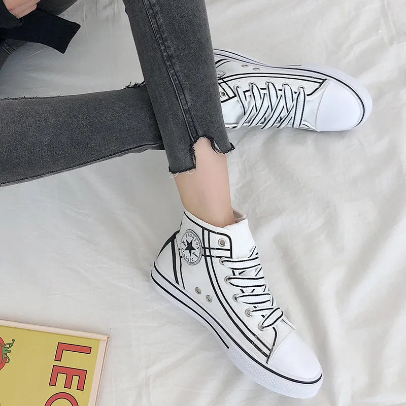 High-top canvas shoes - Women's shoes