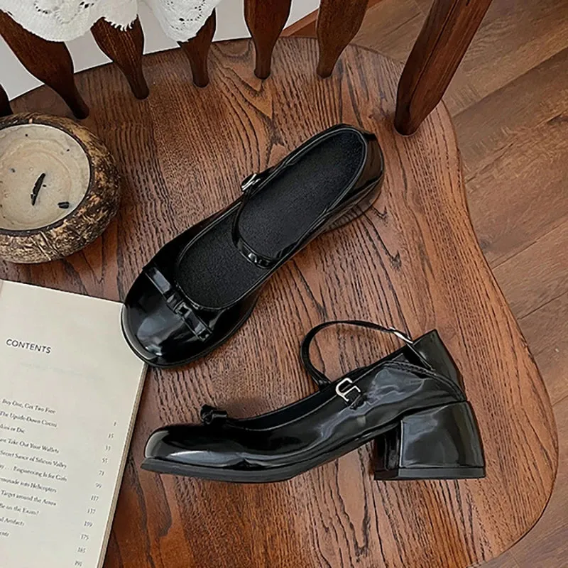 Hnzxzm New Mary Jane Shoes Women's Elegant Low Heel Shoes Fashion Casual Buckle Single Shoes Ladies College Style Footwear Single Pumps