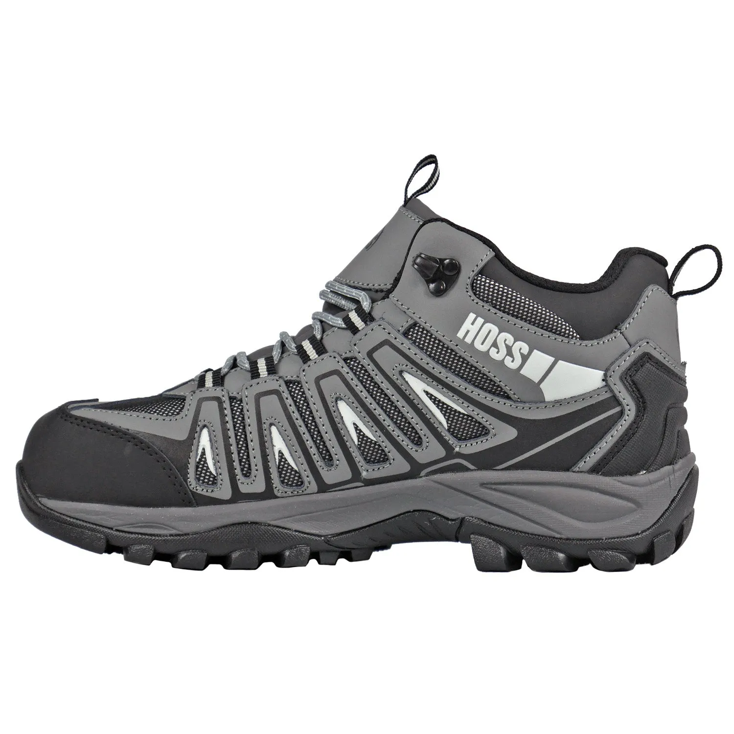 Hoss Boots Mens Trail Grey Leather/Mesh Action Hiking Boots