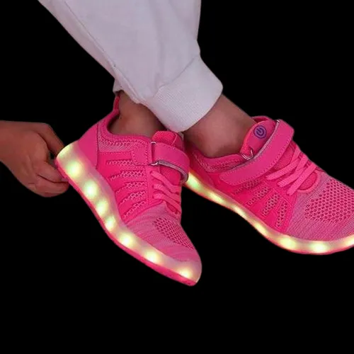 Hot Led Mesh Shoes Kids Pink  | Dancing Led Light Shoes  | Kids Led Light Shoes  | Led Light Shoes For Girls & Boys