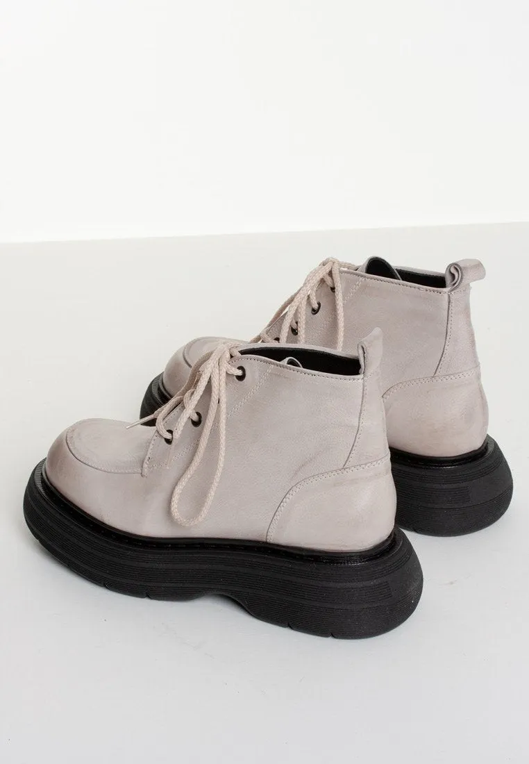 Ines Off White Ankle Boots