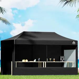 Instahut Gazebo 3x6 Pop Up Marquee Folding Tent Wedding Gazebos Camping Outdoor Shade Canopy Black