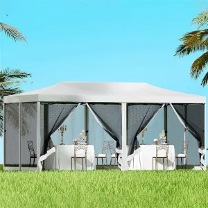 Instahut Gazebo Pop Up Marquee 3x6m Wedding Party Outdoor Camping Tent Canopy Shade Mesh Wall White